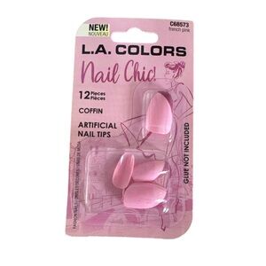 L.A. Colors Press On Artificial Nails - C68573 Pink - Coffin Shaped